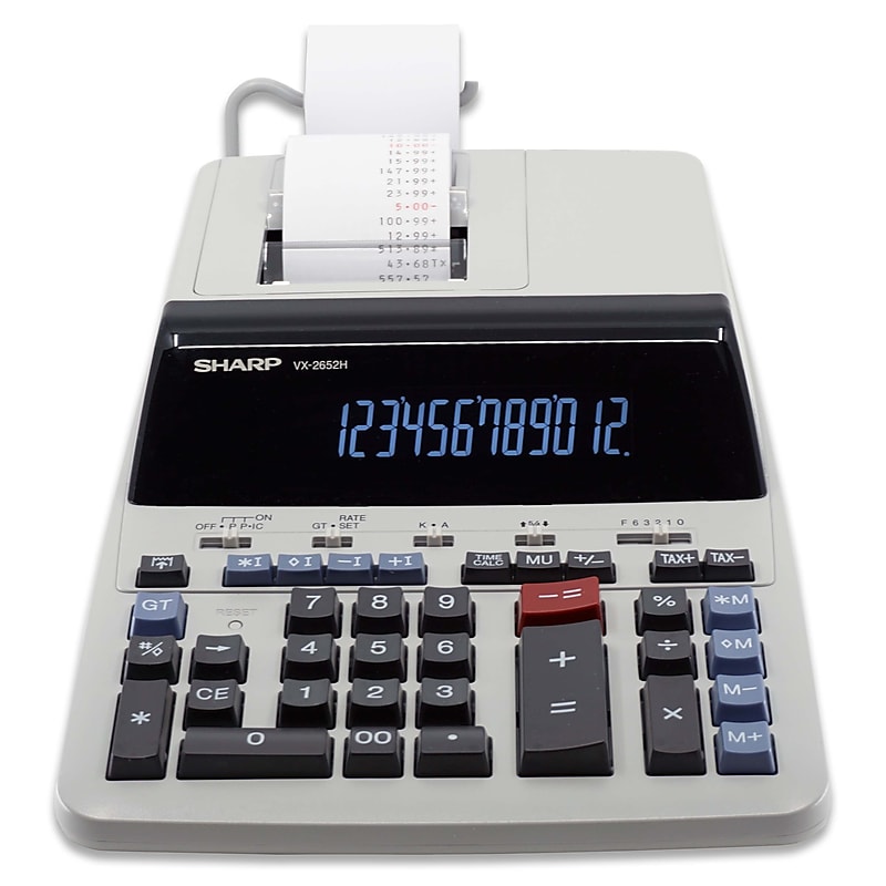 Sharp VX-2652H Heavy Duty Commercial 12-Digit Printing Calculator, White image 1