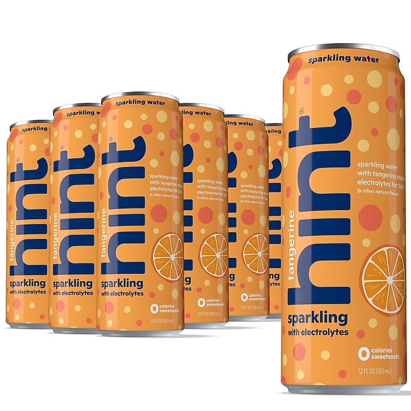 Hint Tangerine Sparkling Water with Electrolytes, 12 fl. oz., 12 Cans/Carton (HINT-TANGCAN-E) image 1