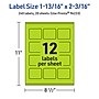 Avery Rectangle Multipurpose Labels, 1-13/16" x 2-3/16", Bright Green, 240/Pack (94233)~#|#~C944A532-8D42-4398-96649772A7085584_sc7