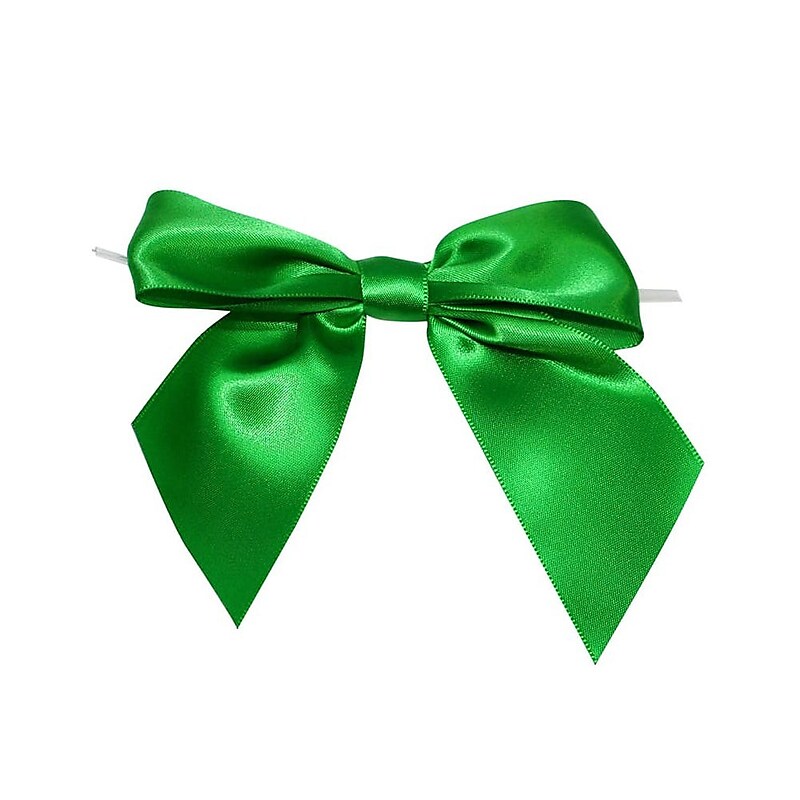 JAM Paper Satin Bows, Emerald Green, 50/Pack (52640349233) image 1