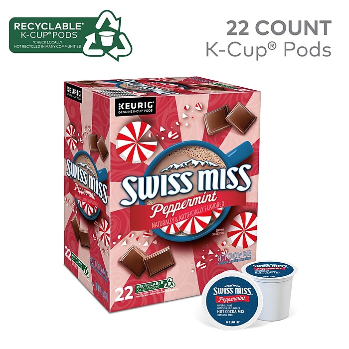 Swiss Miss Chocolate Peppermint Hot Cocoa Mix Keurig K Cup Pod 22 Box 5000355689 Staples