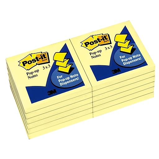 Post-it Pop-up Notes, 3 x 3, Canary Collection, 100 Sheet/Pad