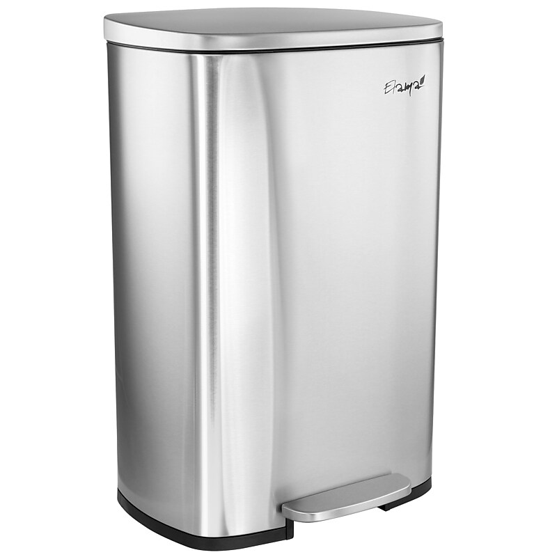 Elama Stainless Steel Indoor Step Trash Can, 13 Gallon, Silver (938121452M) image 1