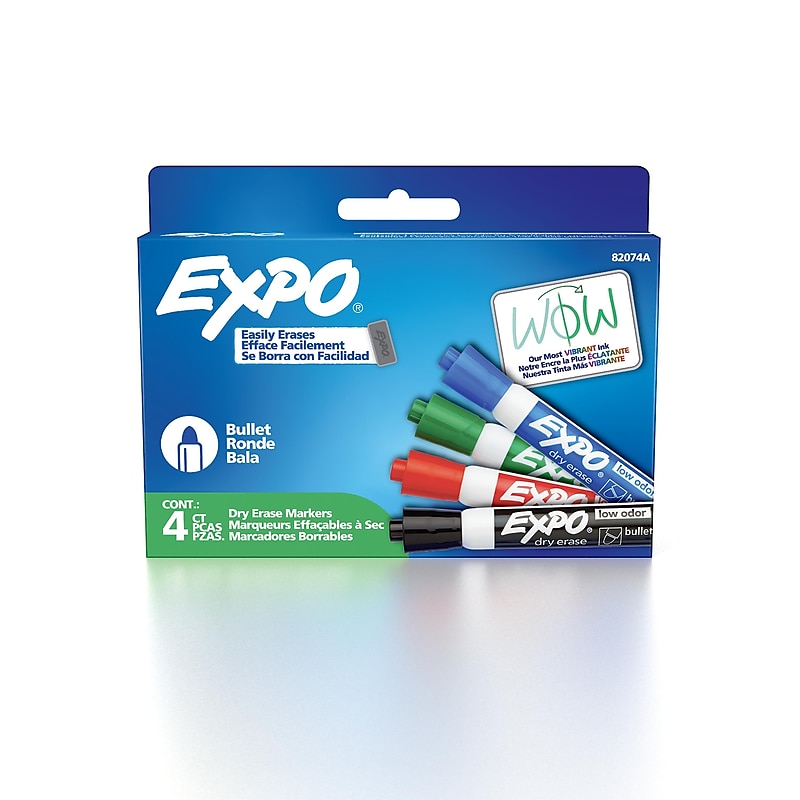 Expo Dry Erase Markers, Bullet Point, Assorted Colors, 4/Pack (82074) image 1