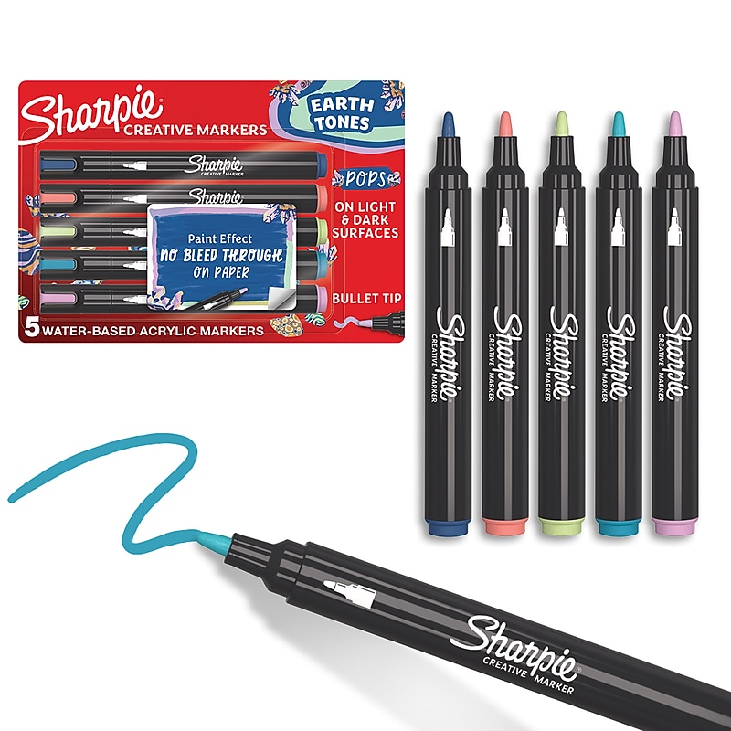 Sharpie Creative Markers Liquid Ink Marker, Bullet Tip, Assorted Colors, 5/Pack (2209902) image 1