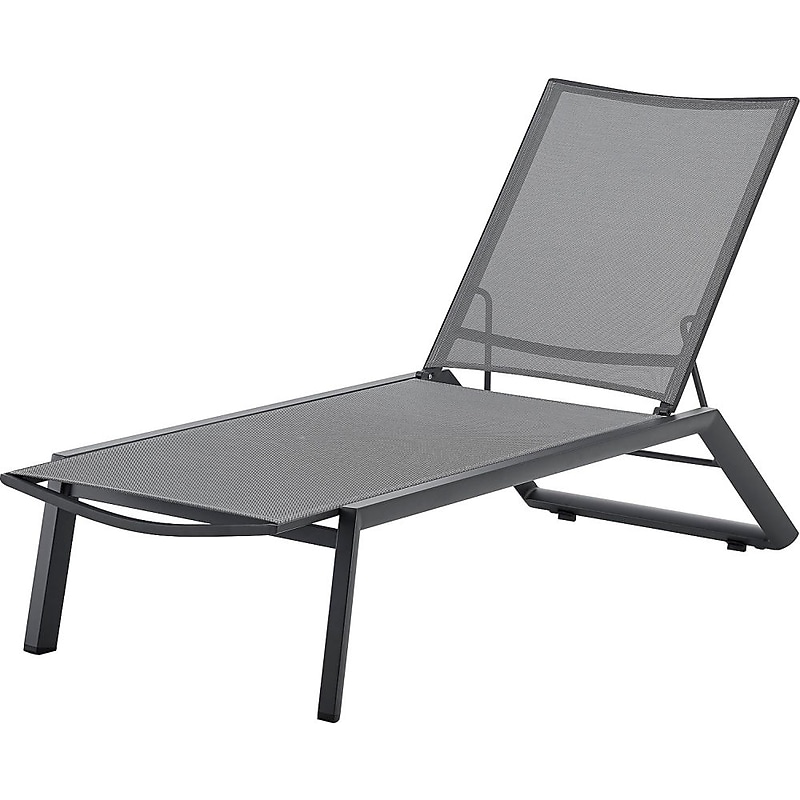 Global Industrial Outdoor Sling Chaise Lounge Chair, Gray Sling & Frame, 4/Pack (437002GY) image 1