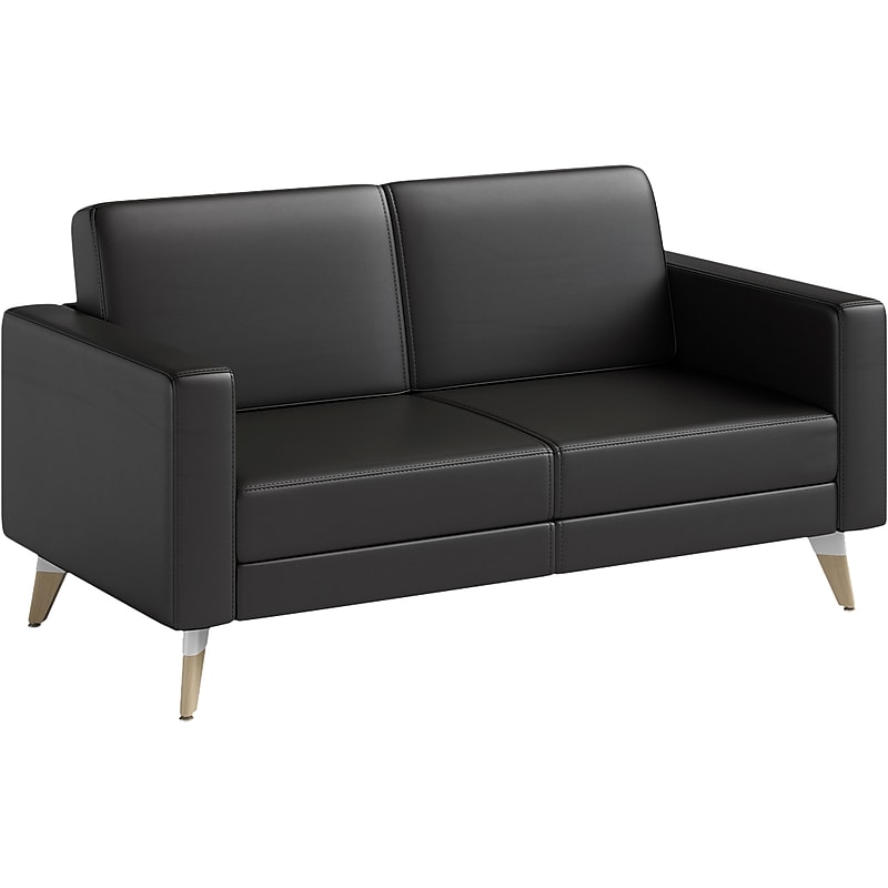 Safco Resi 54" Vinyl Lounge Settee, Black (1731RESFEET4PKBL) image 1