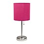Creekwood Home Oslo 19.5" LED Table Lamp with USB Port, Brushed Steel/Pink Shade (CWT-2012-PN)~#|#~C96BF8D4-D3B8-41D9-87A7635122A72FF7_sc7