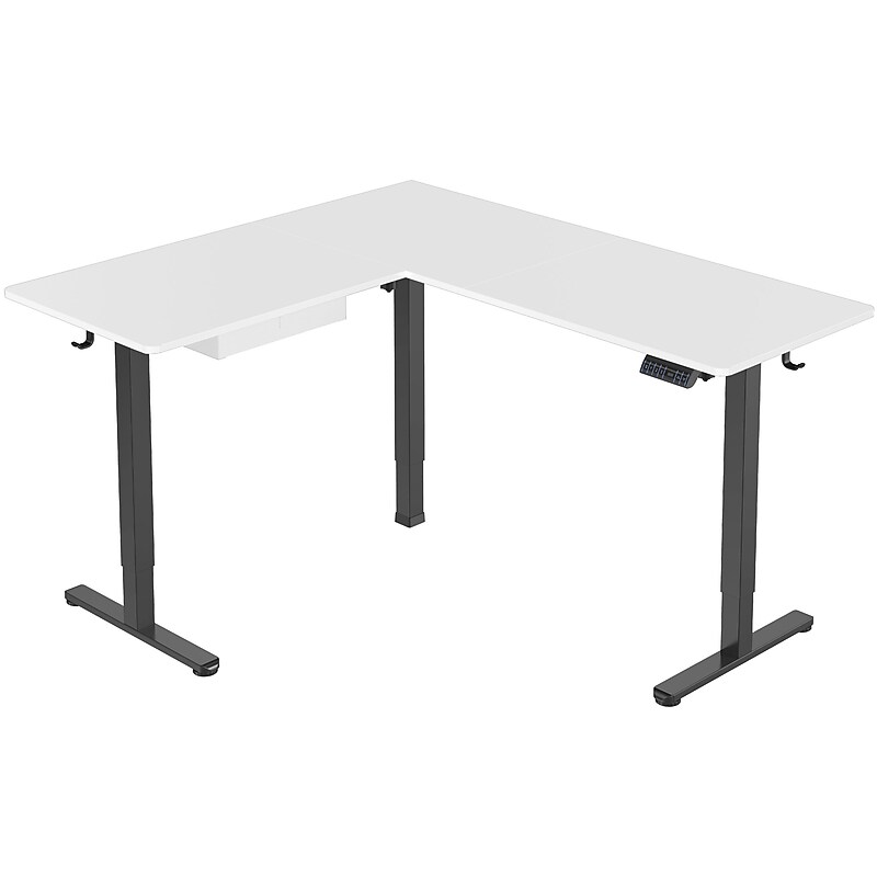 Mount-It! Large 63"W Electric Corner Adjustable Standing Desk, White/Black (MI-15017) image 1
