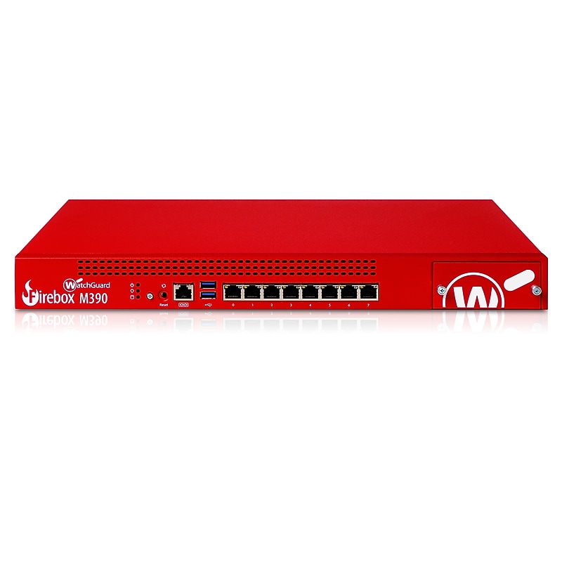 WatchGuard Firebox M390 Network Security/Firewall Appliance, 1 Year Basic Security Suite, Red (WGM39000701) image 1