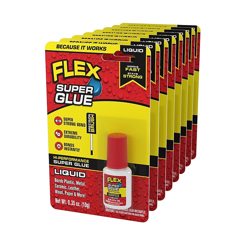Flex Seal Brush-On Liquid Super Glue, 0.35 oz., Clear, 8/Pack (SGLIQ10BT-CS) image 1
