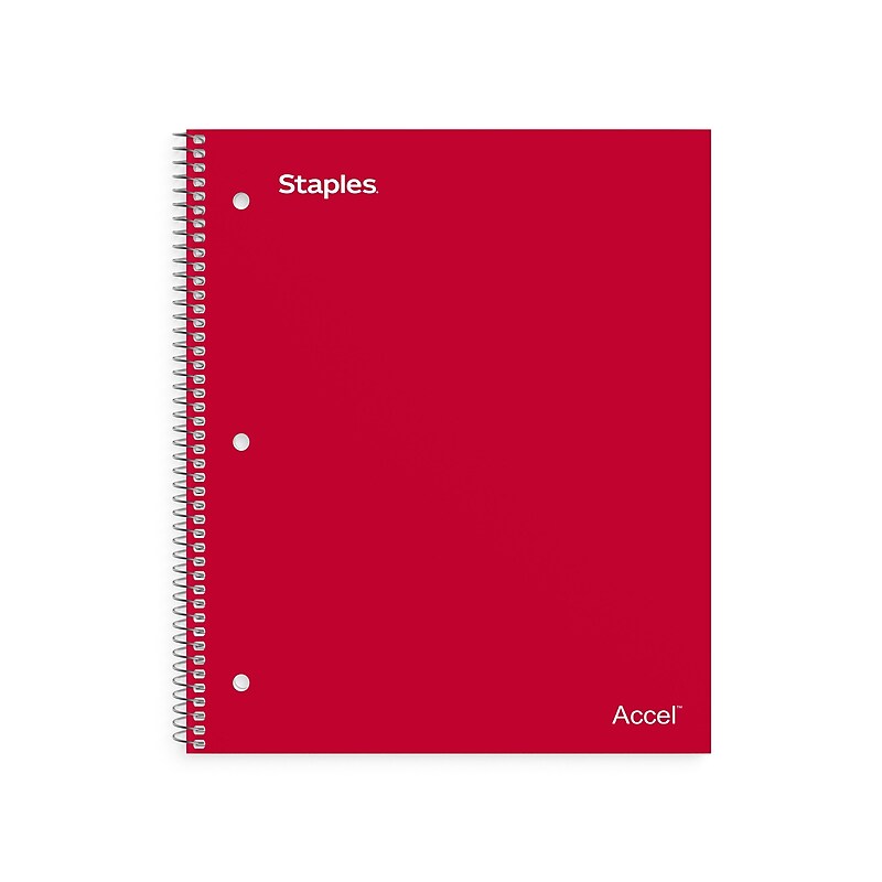 Staples Premium 2-Subject Notebook, 8.5" x 11", College Ruled, 120 Sheets, Red (TR58312) image 1