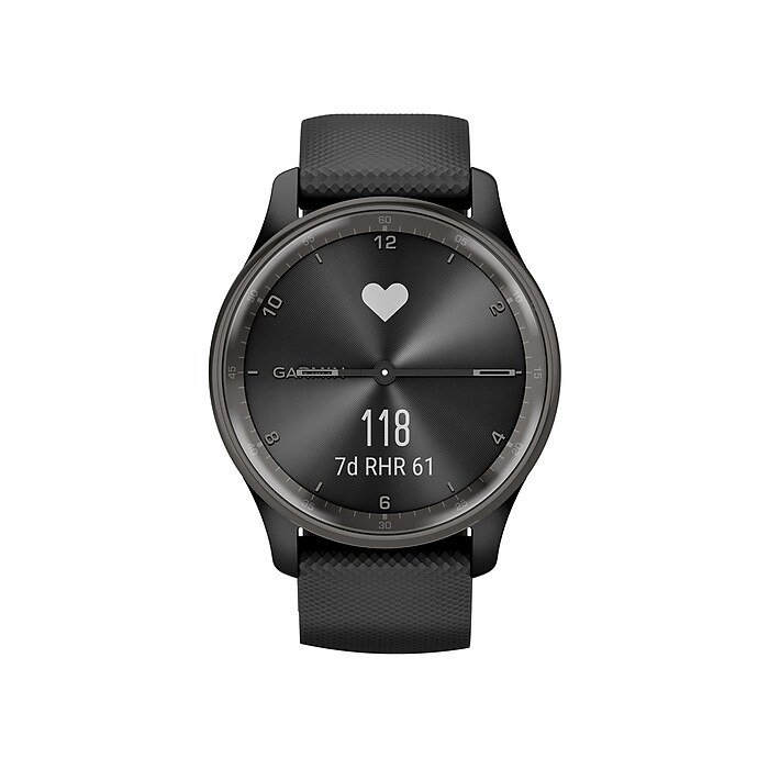Garmin vívomove Trend Smartwatch, 40.4mm, Black Silicone Band (010