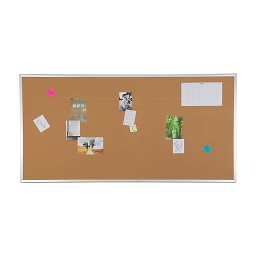 Staples Cork Bulletin Board, Aluminum Frame, 8'W x 4'H (28347CC) Staples
