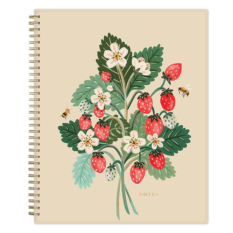 Blue Sky Bespoke Letterpress 8.5" x 11" Undated Persosnal Organizer, Plastic Cover, Strawberry & Bee (159139) image 1