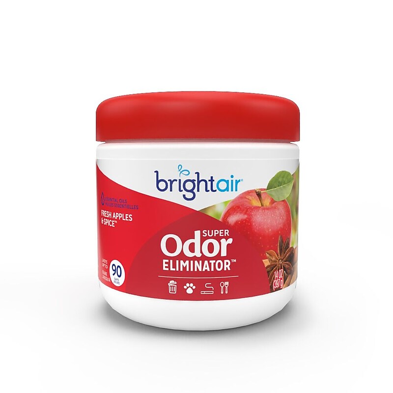 Bright Air Super Odor Eliminator Air Freshener & Deodorizer Gel, Fresh Apples & Spice Scent, 14 oz., 6/Carton (900194) image 1