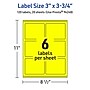 Avery Laser/Inkjet Multipurpose Rectangle Labels, 3" x 3.75", Neon Yellow, 120/Pack (94248)~#|#~C9AC541F-6A6A-49E7-B6FB5816304DDC7F_sc7