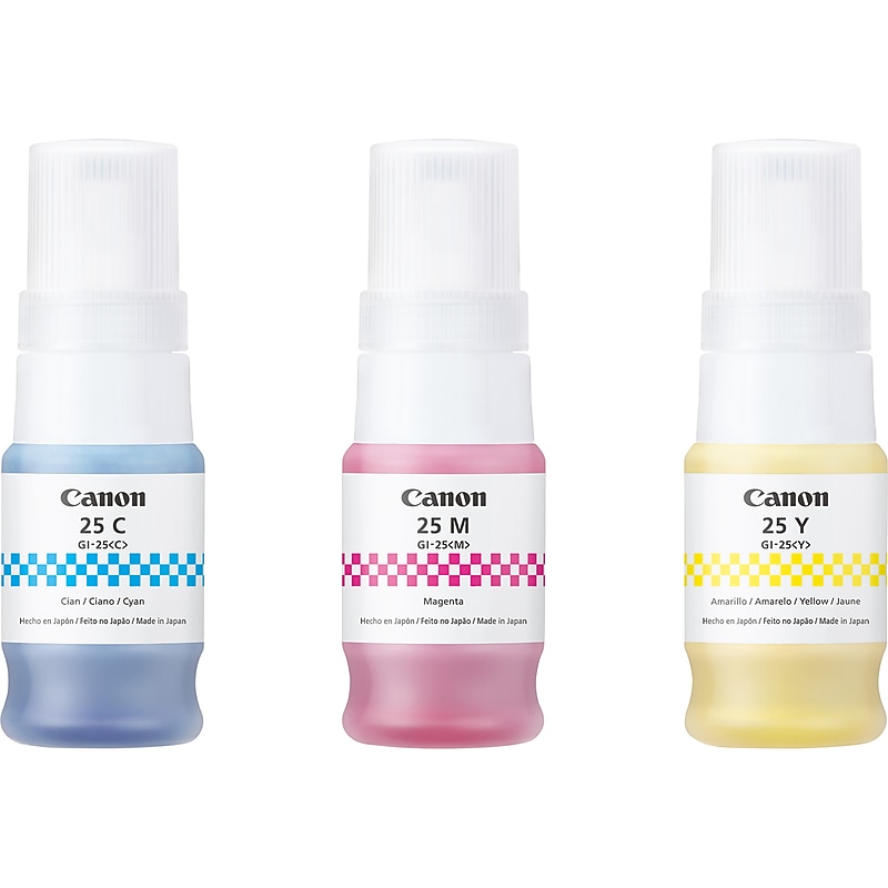 Canon GI-25 Cyan/Magenta/Yellow High Yield Ink Cartridge Refill, 3/Pack (6277C002) image 1