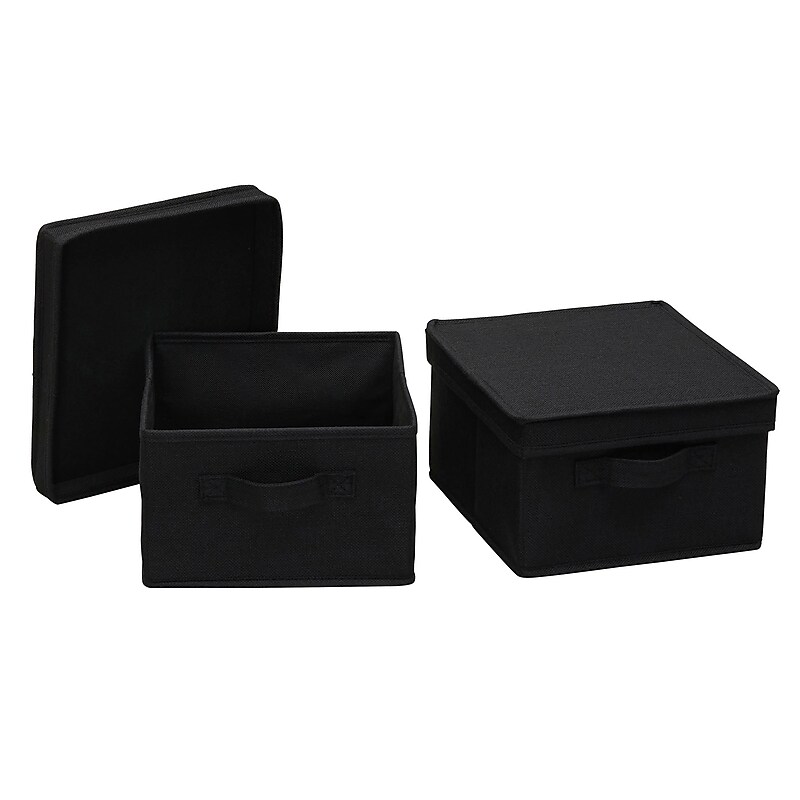 Household Essentials Medium Stackable Folding Fabric Storage Bin, 6" x 10"x 11", 11.42 Qt., Black, 2/Pack (7611-1) image 1