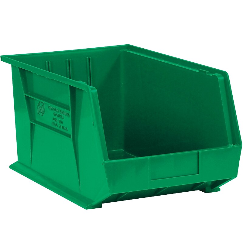 Partners Brand Stack and Hang Small Stackable Plastic Storage Bin, 5.375" x 3"x 4.12", Green, 24/Carton (BINP0543G) image 1