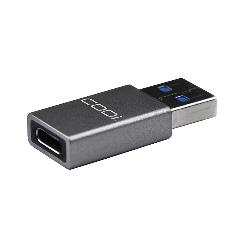 CODi USB A to USB C Adapter, Female to Male, Silver (ADP-AC10) image 1
