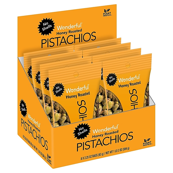 Wonderful No Shells Honey Roasted Pistachios, 8/Box (HR0146A25M1