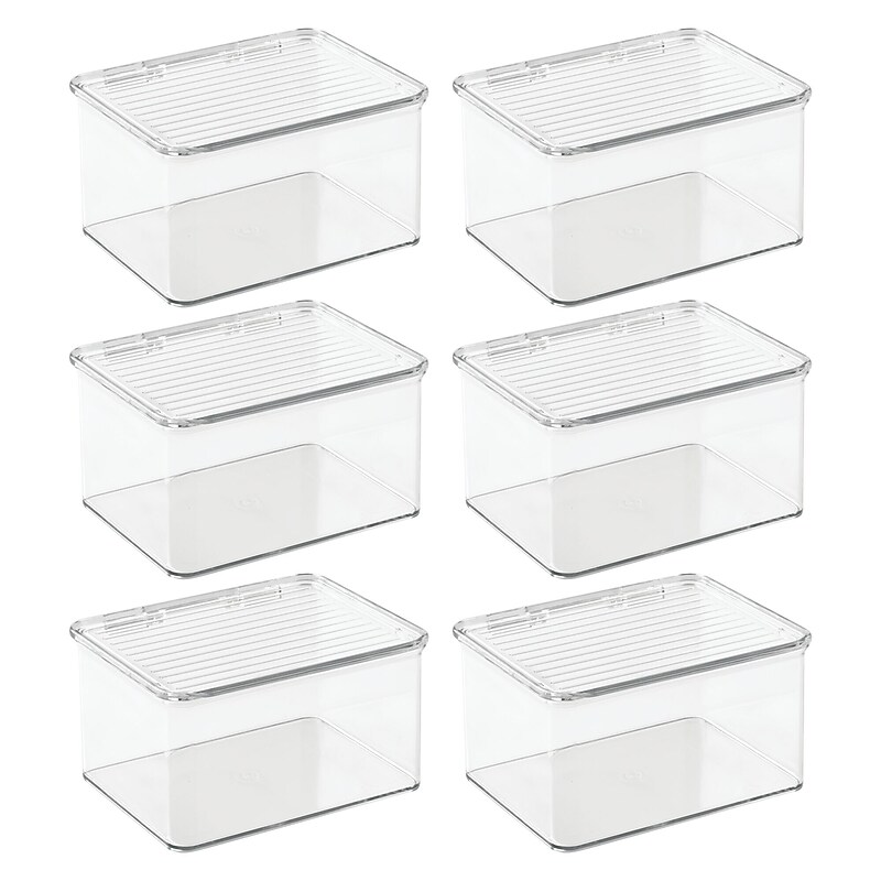 iDESIGN Hinged Lid Organizers, Clear, 6/Set (27826M6) image 1