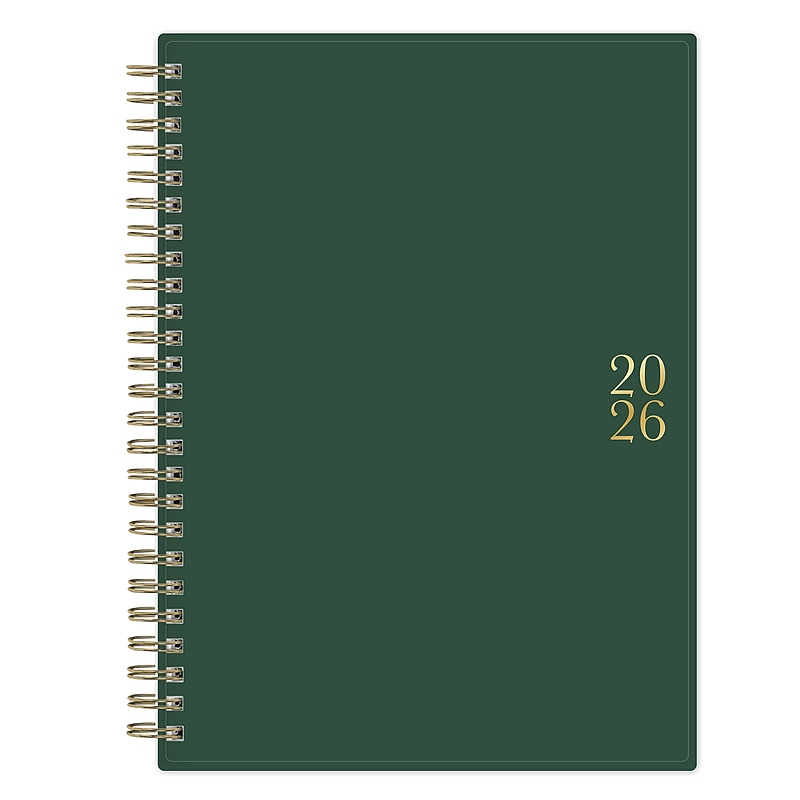 2026 Blue Sky Bespoke Letterpress 5.875" x 8.625" Calendar Year Weekly & Monthly Planner, Deep Forest Green image 1