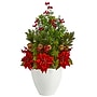 Nearly Natural Artificial Poinsettia, Boxwood and Succulent Arrangement in White Vase, 32" (A1397)~#|#~C9DA9D6C-2184-4FE5-83F140476D2B8FD8_sc7