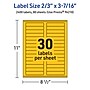 Avery Rectangle Laser/Inkjet Multipurpose Labels, 2/3" x 3-7/16", Bright Yellow (2400/Box)~#|#~C9DEA058-DA3B-46EA-B2B0188545418B3C_sc7