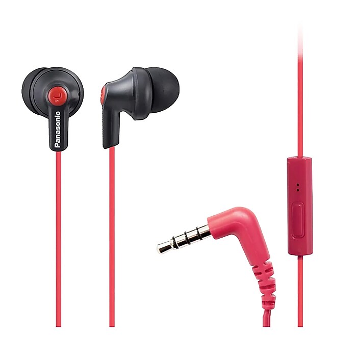 Panasonic ErgoFit Earbuds, Matte Black/Red (RP-TCM125) | Staples