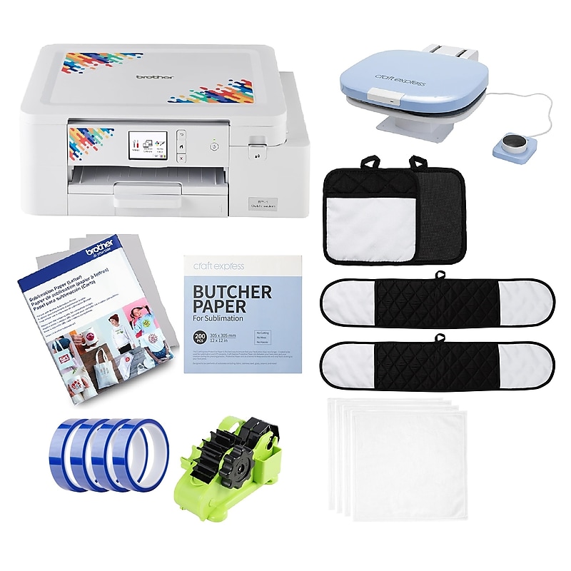 Brother Sublimation Printer and Craft Express Elite Auto Heat Press Bundle, Kitchen Gifts image 1