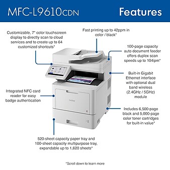 Brother MFC-L9610CDN Wireless Color All-in-One Laser Printer (012502666233)