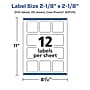 Avery Laser/Inkjet Square Waterproof Multipurpose Labels, 2.125" x 2.125", White, 300/Pack (94105)~#|#~C9E8F067-EF43-4761-B167254ACE668AD7_sc7