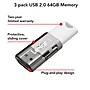 Lexar JumpDrive S60 64GB USB 2.0 Type A Flash Drive, Grey/White, 3/Pack (LJDS60-64GB3NNU)~#|#~C9E90238-C144-4DAB-BAC79435B59AF94B_sc7