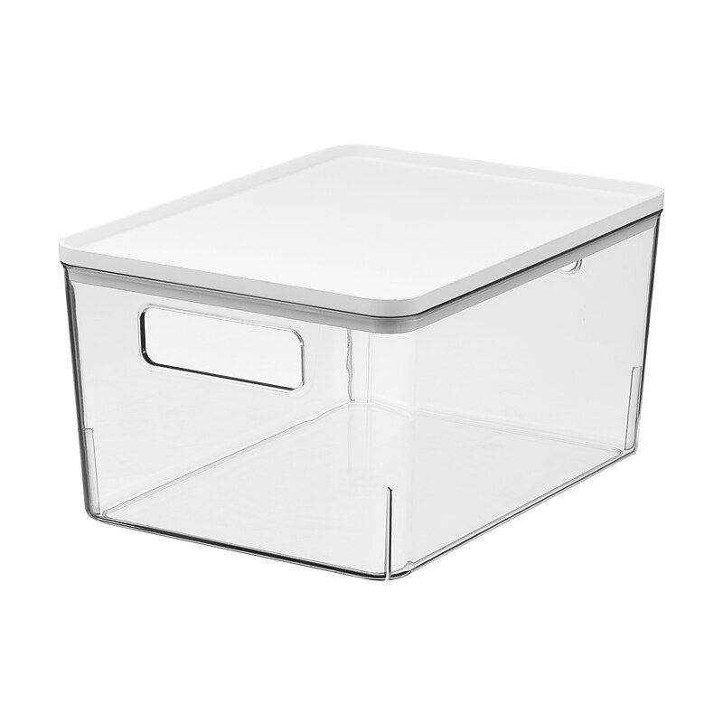 iDESIGN Small Stackable Plastic Storage Bin, Clear (95482) image 1