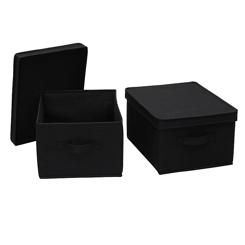 Household Essentials Large Stackable Folding Fabric Storage Bin, 8" x 12"x 15", 24.93 Qt., Black, 2/Pack (7613-1) image 1