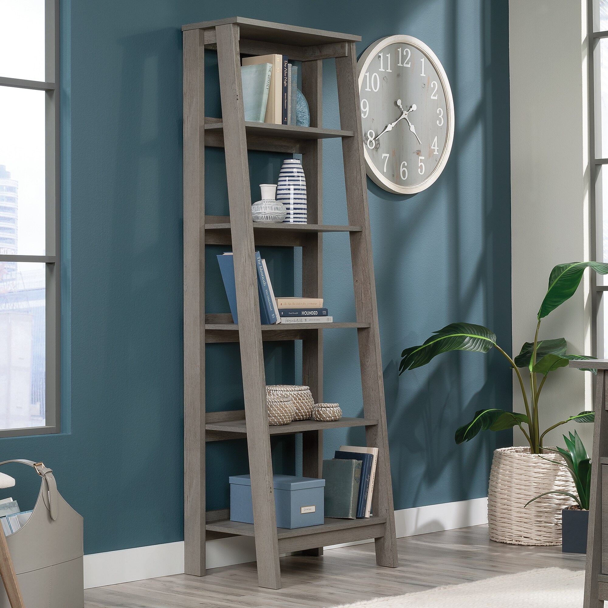 Sauder Trestle 71″H 5-Shelf Bookcase, Mystic Oak (433198) Sansujyuku sansujyuku.com