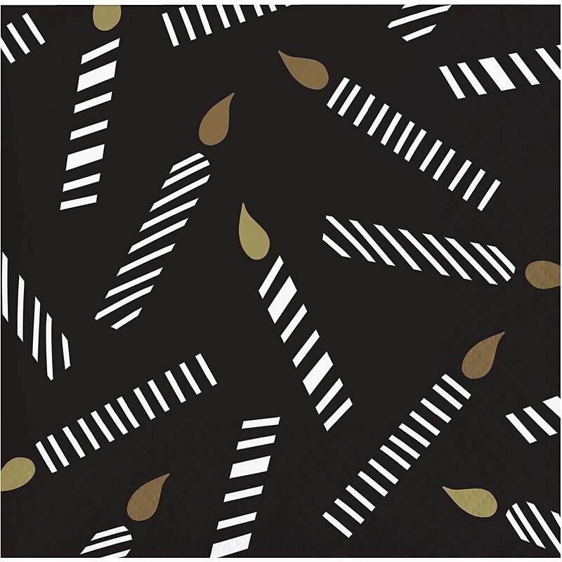 Creative Converting Golden Wishes Birthday Napkins, Black/Gold, 64/Pack (DTC365092BNAP) image 1