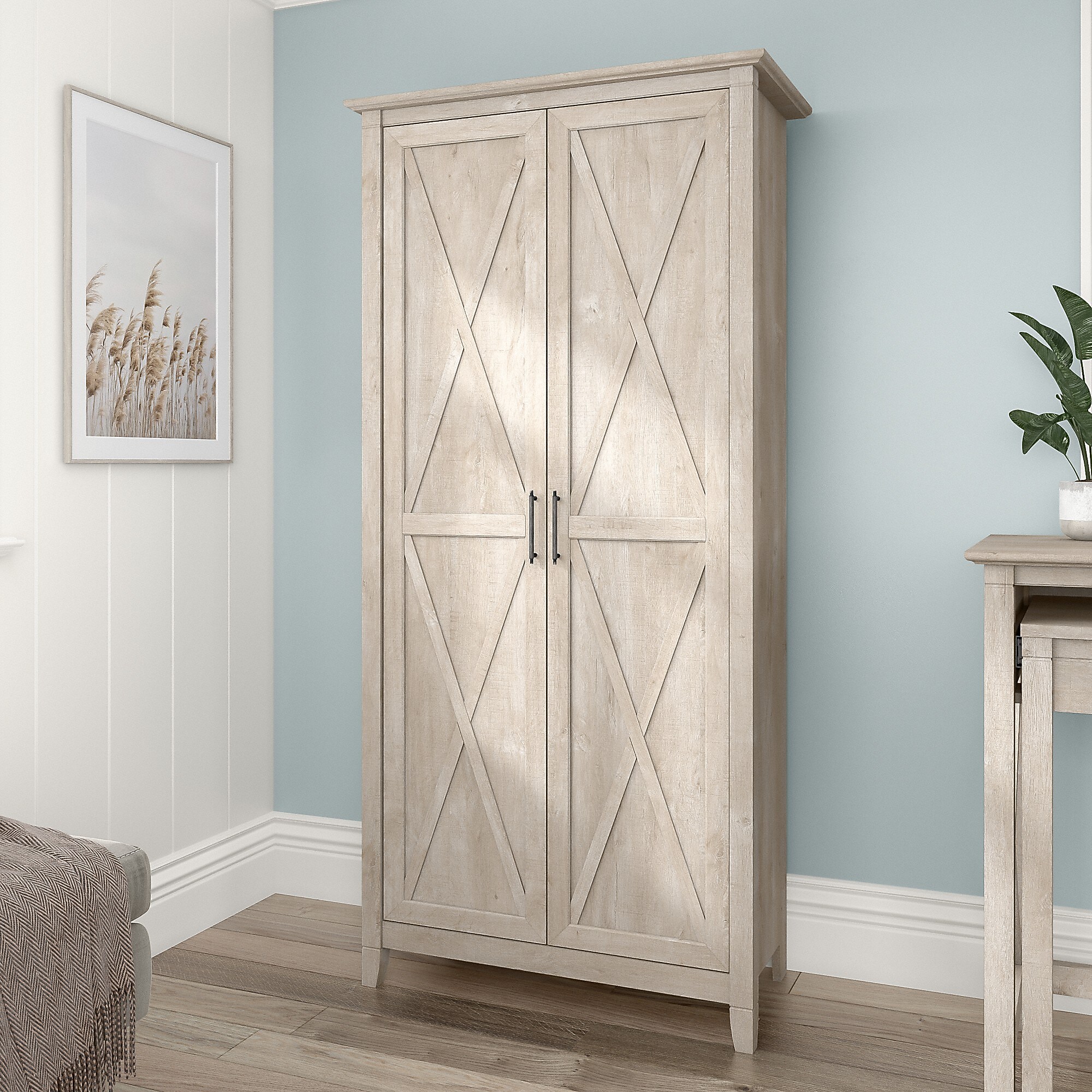 Bush Furniture Key West 66″ Tall Storage Cabinet with Doors and 5 Shelves, Washed Gray (KWS266WG-03) Sansujyuku sansujyuku.com