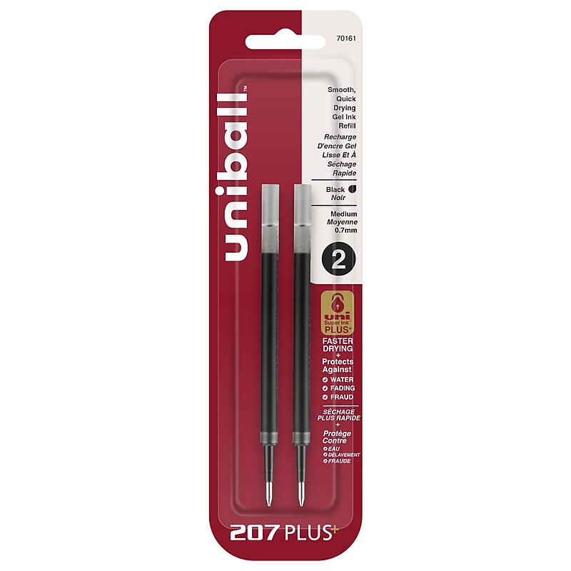 uni-ball Rollerball Pen Refill, Medium Point, Black Ink, 2/Pack (70161) image 1