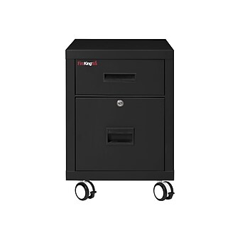 FireKing 2-Drawer Mobile Vertical File Cabinet, Letter/Legal Size, Lockable, Fire Resistant, Black (2M1822-CBL)