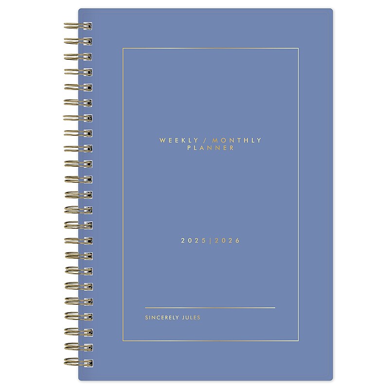 2025-2026 Blue Sky Sincerely Jules Sincerely Blue 5" x 8" Academic Weekly & Monthly Planner, Plastic Cover, Blue (154285) image 1