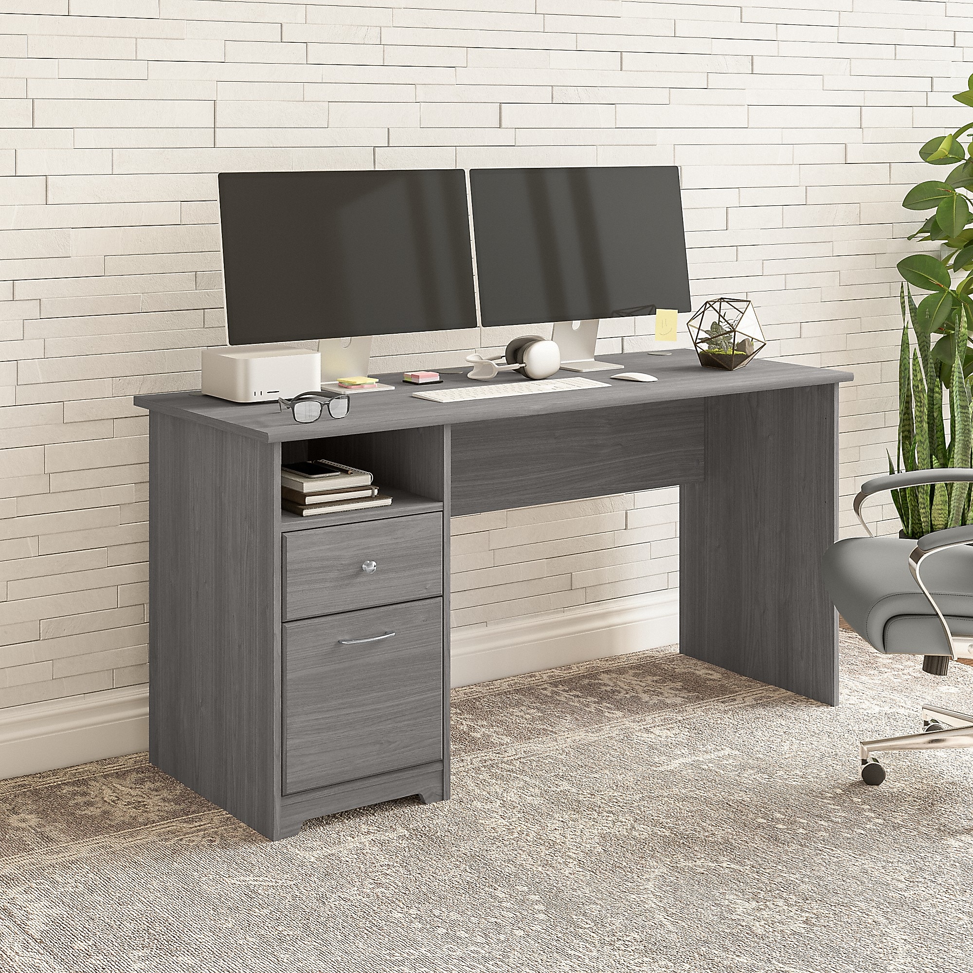 Bush Furniture Cabot 60″W Computer Desk with Drawers, Modern Gray (WC31360) Sansujyuku sansujyuku.com