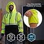 GloWear 8318BK High Visibility Long Sleeve Black Bottom Hooded Zip-Up Sweatshirt, ANSI Type R Class 3, Lime, Medium (23063)~#|#~CA09861E-8980-4827-B6F478351A745E94_sc7