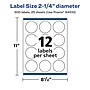 Avery Laser/Inkjet Round Multipurpose Labels, 2.25" Dia., White, 300 Labels/Pack  (94510)~#|#~CA149BA6-B5D9-4685-B666A37F083E9D57_sc7