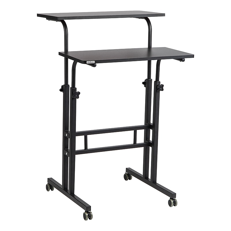 Mind Reader 27.5"- 39" Mobile Adjustable Sit/Stand Desk, Black (SDROLLXL-BLK) image 1