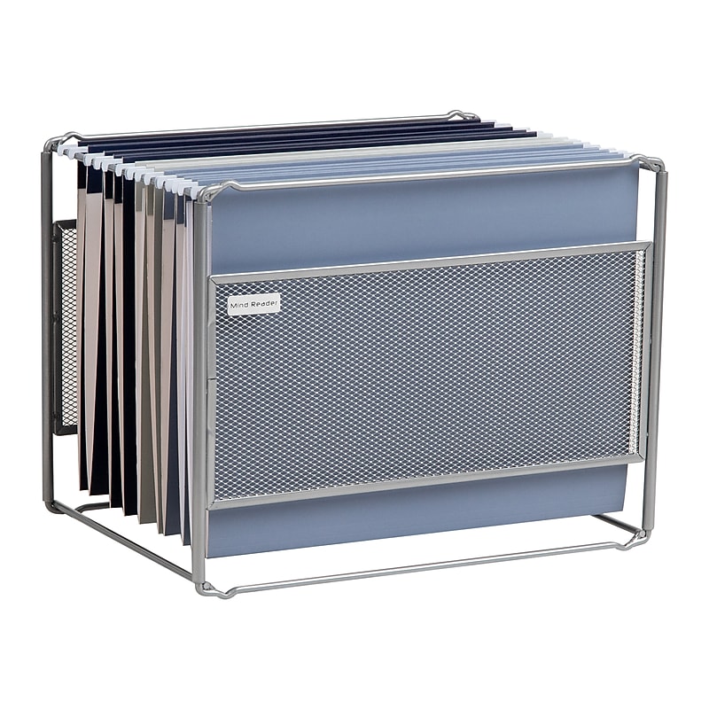Mind Reader Metal File Organizer, Silver (BOXFILE-SIL) image 1