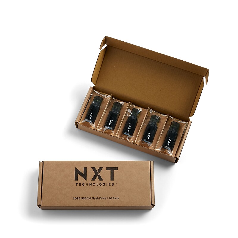 NXT Technologies 16GB USB 2.0 Type-A Flash Drive, Black, 10/Pack (NX61137) image 1