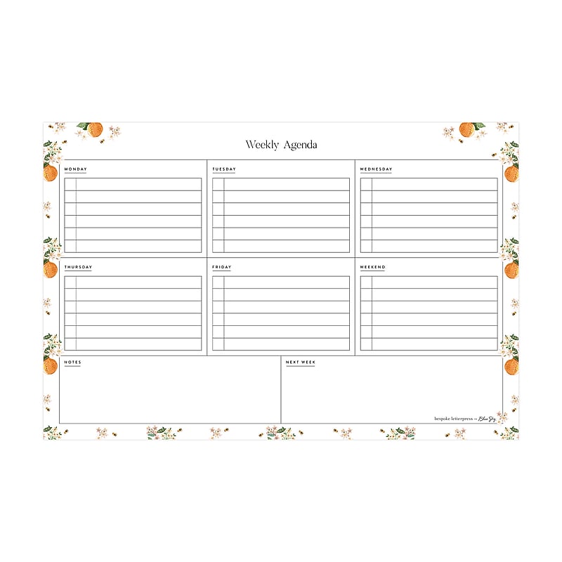 Blue Sky Bespoke Letterpress Notepad, 6" x 9", Mini Oranges (156842) image 1